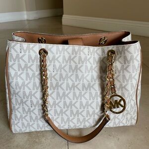 Michael Kors Bag Purse White Cream Brown